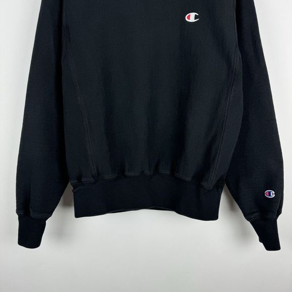 Champion Reverse Weave Crewneck Sweatshirt Mens Size Small Black Pullover - Picture 4 of 14